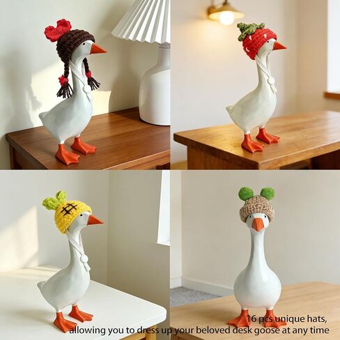 16Pcs Chicken Hats Adjustable Mini Hat, Hand Knitted Desk Goose Outfits kit in Saudi Arabia