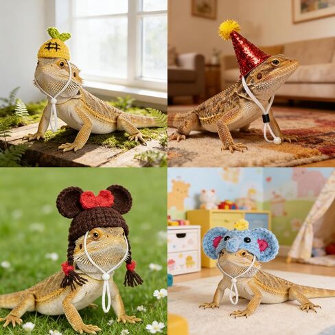 16Pcs Chicken Hats Adjustable Mini Hat, Hand Knitted Desk Goose Outfits kit in Saudi Arabia