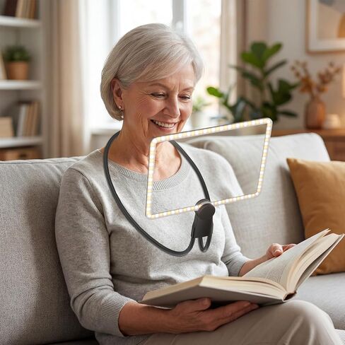 Rechargeable 5X Magnifying Glass with Light, Neck-Wearable in Kuwait
