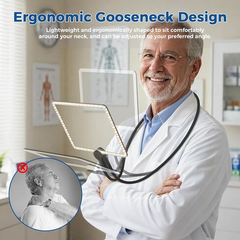 Rechargeable 5X Magnifying Glass with Light, Neck-Wearable in Kuwait