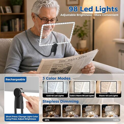 Rechargeable 5X Magnifying Glass with Light, Neck-Wearable in Kuwait
