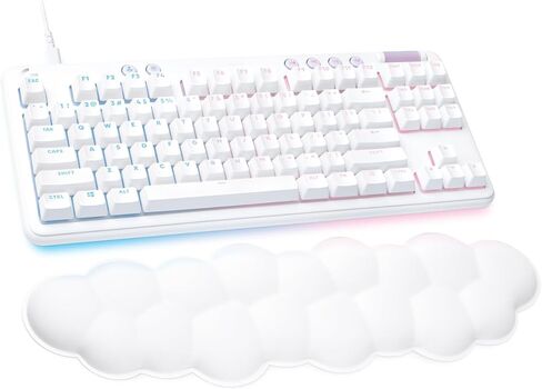 Logitech G715 Wireless Mechanical Gaming Keyboard with LIGHTSYNC RGB, Lightspeed, Tactile Switches (GX Brown), and Keyboard Palm Rest, PC/Mac Compatible - White Mist in Saudi Arabia