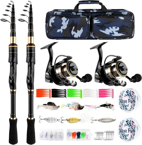 Telescopic Fishing Rod Reel Combo Collapsible Fishing Pole Spinning Reel Kit with Compact Tackle Bag, Fishing Gear Set Travel Fishing Rod Kit for Saltwater Freshwater Fishermen Gift in Saudi Arabia