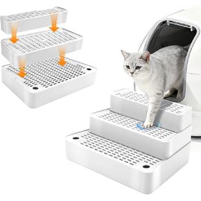 Adjustable 3-Step Cat Ramp for Litter Box, Litter Trapper, Grey in Saudi Arabia