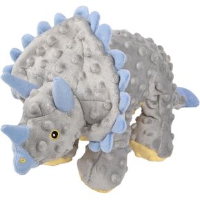 goDog Dinos Frills Squeaky Plush Dog Toy with Chew Guard Technology, Durable Fabric & Squeaker for Active Play, Gray, Large in Saudi Arabia