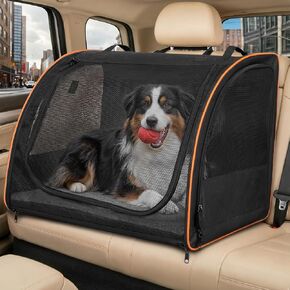 Dog Car Seat, Enclosed Carrier for Pets Travel Safety Dog Crate Soft-Sided Covered Car Kennel Carrier for Backseat for Medium Dogs (S) in Kuwait