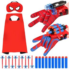 Hero Spider Web Shooters, Kids Wrist Launcher Spider Toys with 1 Cape & Mask Cosplay Costume, Role-Play & Imaginative Play Superhero Toys, Christmas Halloween Birthday Party Favors for Boys Girls in Kuwait