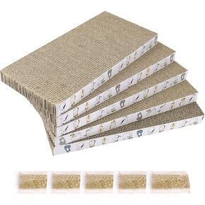 PatiencET Cat Scratch Pad with Box, 4 Pack Cardboard Scratcher Lounge Bed in Kuwait
