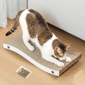 Cat Scratcher, Durable Scratch Pad, Corrugated Cardboard Scratching Board for Indoor Cats, Heavy Duty, Double-Sided Usability, Recyclable, with Catnip, Medium, 1 Pack in Kuwait