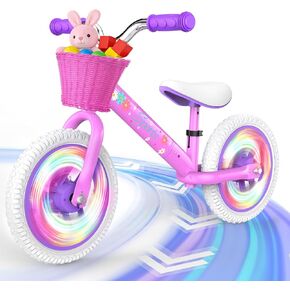 Toddler Balance Bike for 2-5 Year Old,Kids Balance Bike with Fender,Kids Bicycle for 2 3 4 5 Years Old Boy Girl Birthday Christmas Toy Gift,Adjustable Seat/Handlebar,Flat-Free LED Tires,10Min Assembly in Kuwait