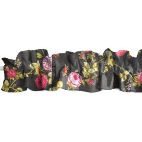 Cotton Vintage Floral Roses Print Sleeve Topper Window Valance Top Bottom Ruffle Home Décor Bedroom Nursery Kitchen Window (58" Wide x 5" Tall, Black) in Saudi Arabia