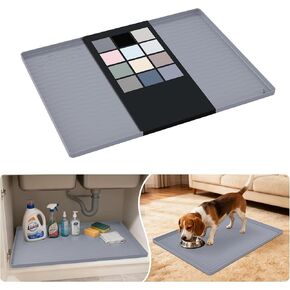 URMONA Waterproof Silicone Under Sink Mat 31'' x 22'' Shelf Liner for Kitchen and Bathroom, Cabinet and Counter Protector, Storage and Organizers, Litter Mat, Pet Cat Puppy Essentials(Dark Grey) in Saudi Arabia
