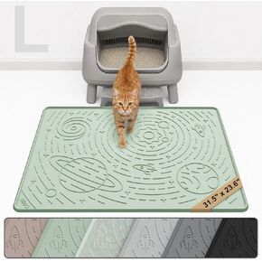 OHMO Large Cat Litter Mat 31.5x23.6" High Raised Edge Silicone, Sage Green in Kuwait
