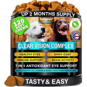 Eye Vitamins for Dogs - Dog Vision Supplement for Tear Stains, Dog Eye Care, Immune Support - Vitamin С, Carrot, Fish Oil, Lutein - 180 Soft Chews with Duck Flavor - for All Breeds and Ages in Saudi Arabia