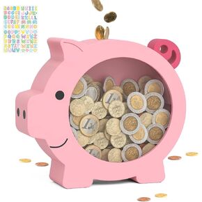 Summidate Wooden Piggy Bank for Kids, Small Pig Saving Bank for Boys Girls in Saudi Arabia