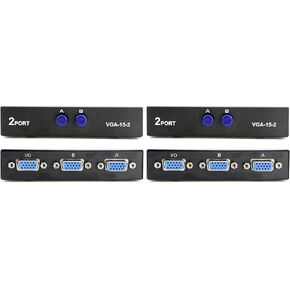باسو باسو VGA 2 في 1 خارج 2 منفذ VGA زر ضغط ثنائي الاتجاه VGA فيديو VGA لشاشة الكمبيوتر والتلفزيون - أسود in Kuwait