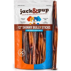Jack&Pup 6 Inch Skinny Bully Sticks for Small Dogs (30 Pack) Thin, Odor Free Bully Sticks Sheaths | Single Ingredient Beef Pizzle Sticks for Senior Dogs and Puppies in Kuwait