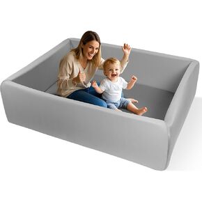 Large Size Soft Foam Ball Pit 47 x 35 x 14 Inch Rectangular, 2.7 Inch Wall Thickness Small Indoor and Outdoor Playground, Ideal Gift for Children (Balls Not Included), Gray in Kuwait