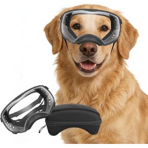 Clear Dog Goggles for Large Dogs, Anti-UV Dog Sunglasses for Medium to Large Breed, Pet Eye Protection for Driving Riding Hiking, Adjustable Elastic Straps, Clear Lens in Saudi Arabia