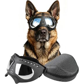 Enjoying Clear Dog Goggles for Large Dogs, Dog Goggles Medium Large Breed, Pet Sunglasses for Outdoor Driving Hiking Adventure, UV Pet Eye Protection with Adjustable Straps, Transparent in Kuwait
