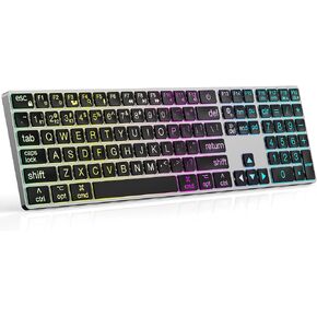 POWZAN Mechanical Optical Gaming Keyboard Wired - RGB LED Rainbow Backlit Light Up Key with Tactile and Clicky Blue Switch for Computer, Windows PC Gamers - 104 Keys Full Size, Aluminum Black in Kuwait
