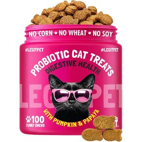 LEGITPET Probiotic Cat Treats with Prebiotics – Digestive Support Soft Chews with Pumpkin & Papaya – Supports Gut Health, Stool Quality & Immune Function – 100 Pet Chicken-Flavored Chews in Saudi Arabia