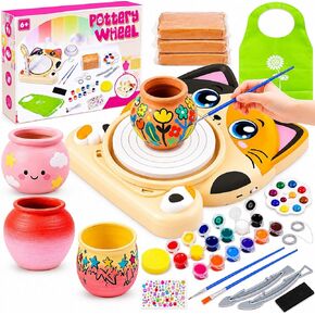 Pottery Wheel for Kids - Pottery Arts and Crafts for Kids Ages 8-12 with 3 Pack Painting Kit Air Dry Clay Art Supplies Toys for Girls Boy Christmas Birthday Gift for 6 7 8 9 10 11 12+ in Kuwait