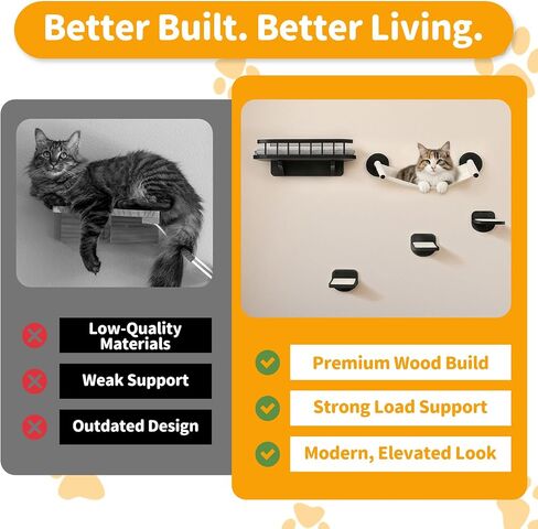Cat Wall Shelves 5 in 1 Floating Cat Furniture Set, Up to 18lbs in Kuwait