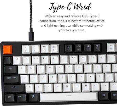 Keychron C1 Pro Custom Wired Mechanical Keyboard, TKL Layout RGB QMK/VIA Programmable Macro with Hot-swappable K Pro Red Switch OEM Profile Double-Shot PBT Keycaps Compatible for Mac Windows Linux in Saudi Arabia