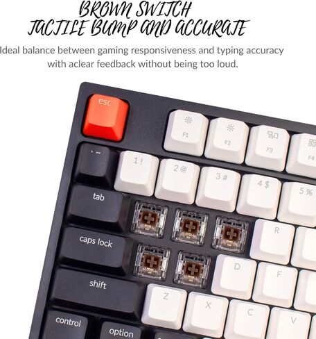 Keychron C1 Pro Custom Wired Mechanical Keyboard, TKL Layout RGB QMK/VIA Programmable Macro with Hot-swappable K Pro Red Switch OEM Profile Double-Shot PBT Keycaps Compatible for Mac Windows Linux in Saudi Arabia
