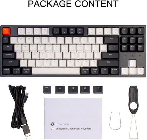 Keychron C1 Pro Custom Wired Mechanical Keyboard, TKL Layout RGB QMK/VIA Programmable Macro with Hot-swappable K Pro Red Switch OEM Profile Double-Shot PBT Keycaps Compatible for Mac Windows Linux in Saudi Arabia