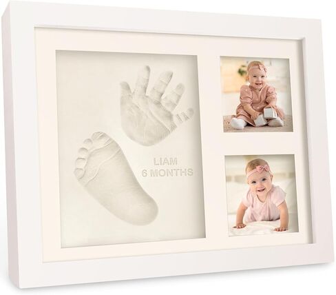 Baby Hand and Footprint Kit with Felt Letterboard, Inkless Ink Pad - Personalized Baby Gifts, Baby Footprint Kit, Newborn Keepsake Baby Handprint Kit, Dog Paw Print Kit (Alpine White) in Kuwait