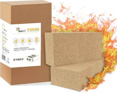 Heavy Duty Refractory Fire Bricks for Forge 3200F - Pack of 2 Extra High Temperature Insulated | Fire Brick for Masonry, Insulating Kiln, Fire Pit, Wood Stove, Oven, Grill, Melting Metals in Kuwait