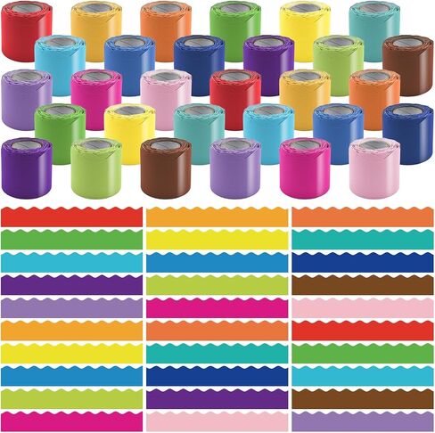 30 Rolls 984 Ft Colorful Bulletin Board Borders - Bright Classroom Border for Bulletin Board Trim - Scalloped Borders Decorations for Teacher, Classroom, School, Poster, Home, Office Decor in Saudi Arabia