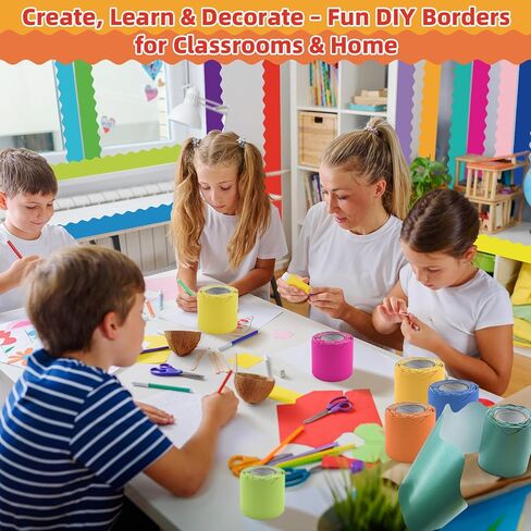 30 Rolls 984 Ft Colorful Bulletin Board Borders - Bright Classroom Border for Bulletin Board Trim - Scalloped Borders Decorations for Teacher, Classroom, School, Poster, Home, Office Decor in Saudi Arabia