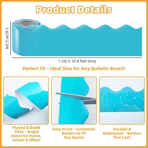 30 Rolls 984 Ft Colorful Bulletin Board Borders - Bright Classroom Border for Bulletin Board Trim - Scalloped Borders Decorations for Teacher, Classroom, School, Poster, Home, Office Decor in Saudi Arabia