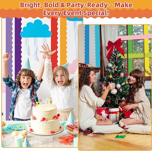 30 Rolls 984 Ft Colorful Bulletin Board Borders - Bright Classroom Border for Bulletin Board Trim - Scalloped Borders Decorations for Teacher, Classroom, School, Poster, Home, Office Decor in Saudi Arabia