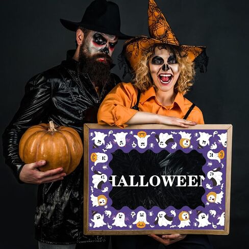 68.9 Feet Halloween Bulletin Board Borders，Scalloped Borders Bulletin Board Border Decorative,Funny Patterns Rolled Border Trim, for Classroom Decoration Strips Chalkboard Wall Decor in Kuwait