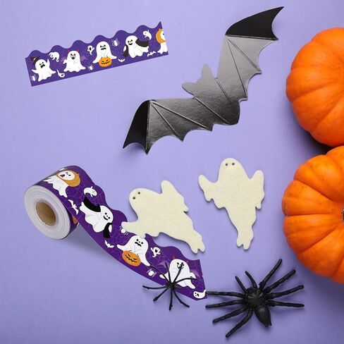 68.9 Feet Halloween Bulletin Board Borders，Scalloped Borders Bulletin Board Border Decorative,Funny Patterns Rolled Border Trim, for Classroom Decoration Strips Chalkboard Wall Decor in Kuwait