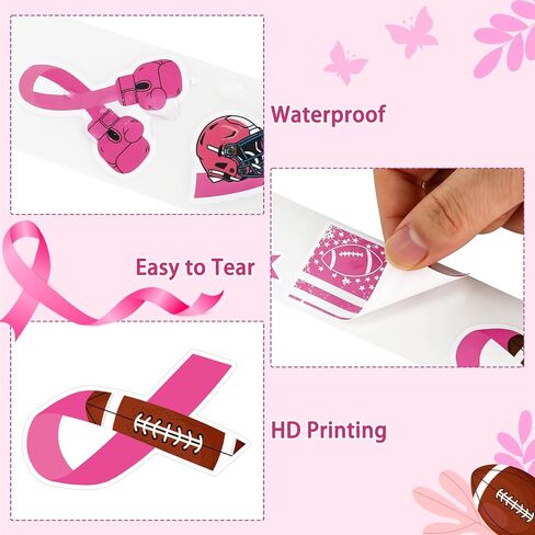 1000 PCS(2 Rolls) Breast Cancer Awareness Stickers Pink Ribbon Stickers in Saudi Arabia