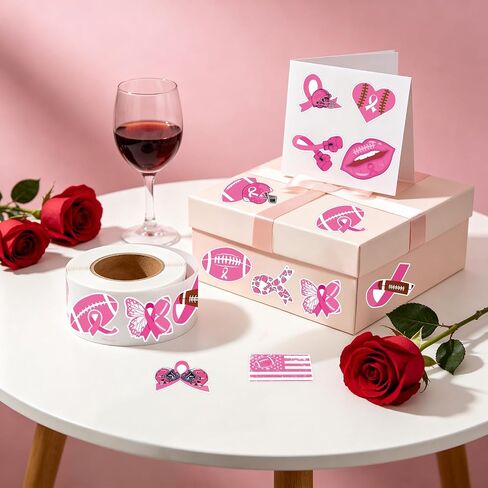 1000 PCS(2 Rolls) Breast Cancer Awareness Stickers Pink Ribbon Stickers in Saudi Arabia