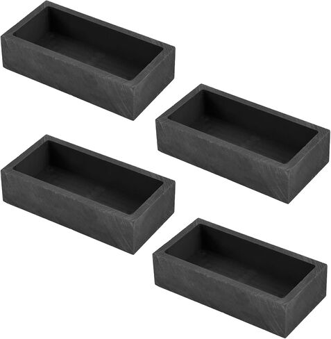 4pcs Graphite Ingot Molds, Heat-Resistant Up to 2000 Degrees High-Purity Metal Casting Molds for Gold Silver Copper Aluminum and Brass(Black) in Kuwait