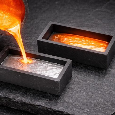 4pcs Graphite Ingot Molds, Heat-Resistant Up to 2000 Degrees High-Purity Metal Casting Molds for Gold Silver Copper Aluminum and Brass(Black) in Kuwait