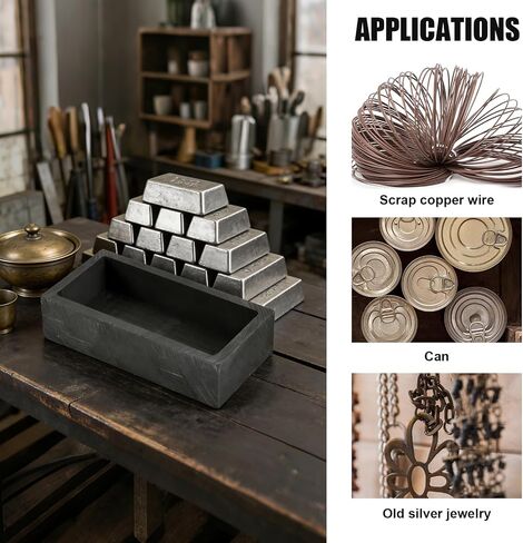 4pcs Graphite Ingot Molds, Heat-Resistant Up to 2000 Degrees High-Purity Metal Casting Molds for Gold Silver Copper Aluminum and Brass(Black) in Kuwait