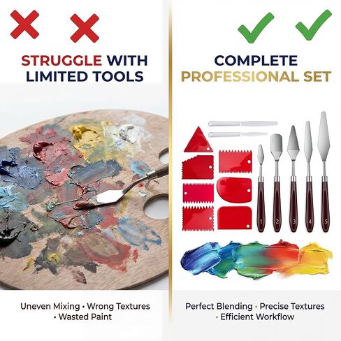 11 Pcs Painting Palette Knife Set, Palette Knives with Plastic Scrapers in Saudi Arabia