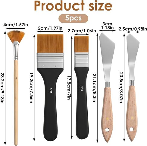 JJUNW 5Pcs Pallet Knife, Painting Knife Set, Brushes for Acrylic Oils Paints Brushes Sets, Oil Painting Supplies Paintings Kit, Knive Acrylic Paint for Oil Paint Supplies in Saudi Arabia