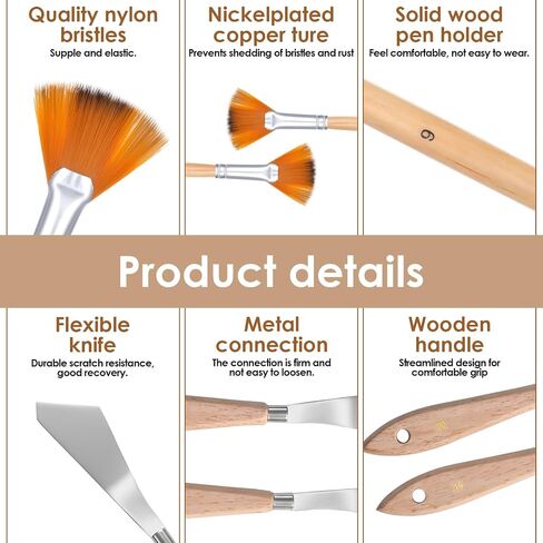 JJUNW 5Pcs Pallet Knife, Painting Knife Set, Brushes for Acrylic Oils Paints Brushes Sets, Oil Painting Supplies Paintings Kit, Knive Acrylic Paint for Oil Paint Supplies in Saudi Arabia