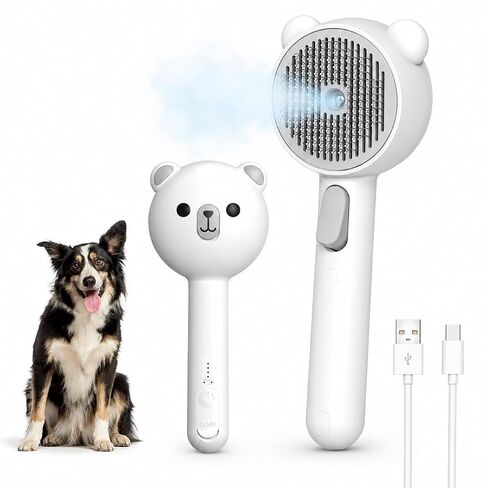 Cat & Dog Brush for Shedding 3-in-1 Deshedding Grooming Brush with Water Spray Mist for Loose Fur Rechargeable Pet Hair Removal Comb with Massage Bristles for Long & Short Hair Small Dogs & Cats in Saudi Arabia