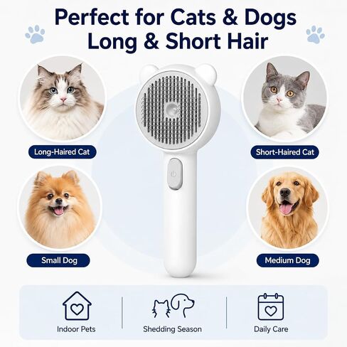 Cat & Dog Brush for Shedding 3-in-1 Deshedding Grooming Brush with Water Spray Mist for Loose Fur Rechargeable Pet Hair Removal Comb with Massage Bristles for Long & Short Hair Small Dogs & Cats in Saudi Arabia