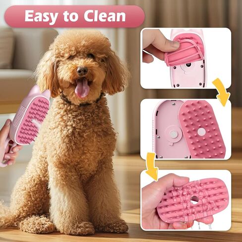 Pet Steam Brush for Dogs and Cats, Spritz Defur Comb 3 in 1 Pet Rechargeable Steam Brush Tool for Long and Short Haired Cats and Dogs, Anti-Static, Shedding, Detangling, Massage & Combing (pink) in Saudi Arabia